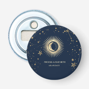 Hemels Gouden Zon En Maan Sterren Button Flesopener