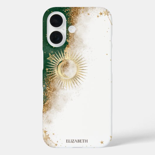Hemels Gouden Zon En Maan Sterren Groen Case-Mate iPhone Case (Achterkant)