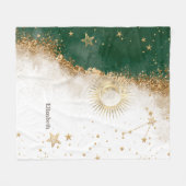 Hemels Gouden Zon En Maan Sterren Groen Fleece Deken (Voorkant (Horizontaal))
