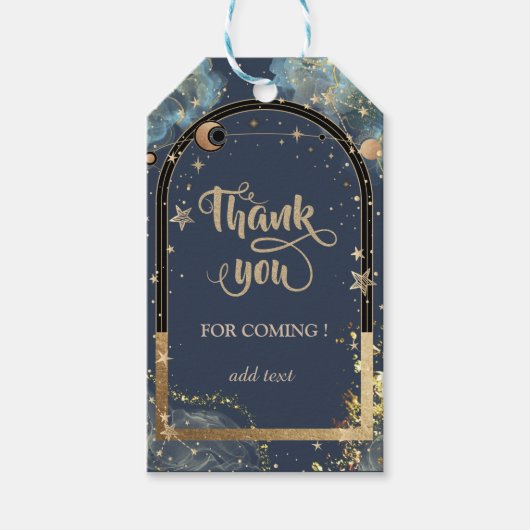 Hemels Gouden Zon  Maan Gouden Glitters Cadeaulabel (Voorkant)