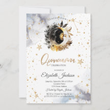 Hemels Gouden Zon, Maan, Sterren Bloem Quinceanera