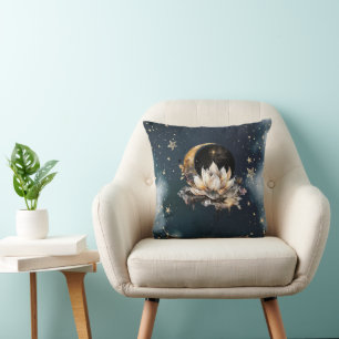 Hemels Gouden Zon,Maan,Sterren Lotus Nachtelijke L Kussen
