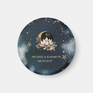 Hemels Gouden Zon, Maan, Sterren Lotus Nachtelijke Magneet
