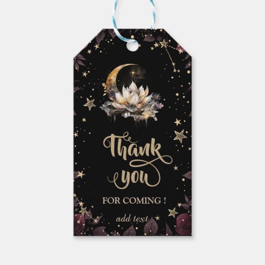 Hemels gouden zon, maan, sterren rozen nachthemel  cadeaulabel (Voorkant)