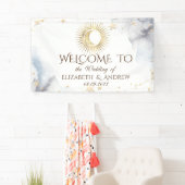 Hemels Gouden Zon, Maan, Sterren Spandoek (Insitu)