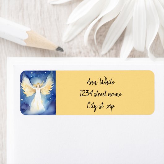 Hemels handgeschilderde engel etiket (Insitu)