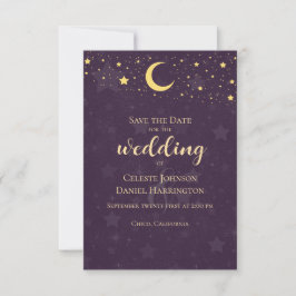 Hemels Huwelijk Diep Paarse Sterren Maan Save The Date
