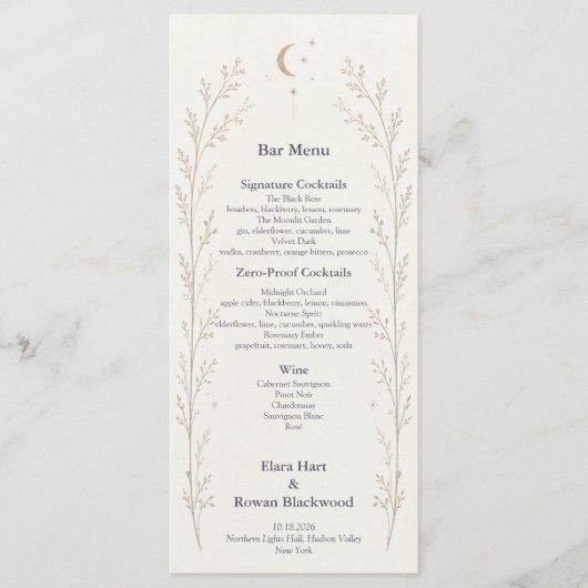 Hemels Huwelijksbarmenu Menu (Voorkant)