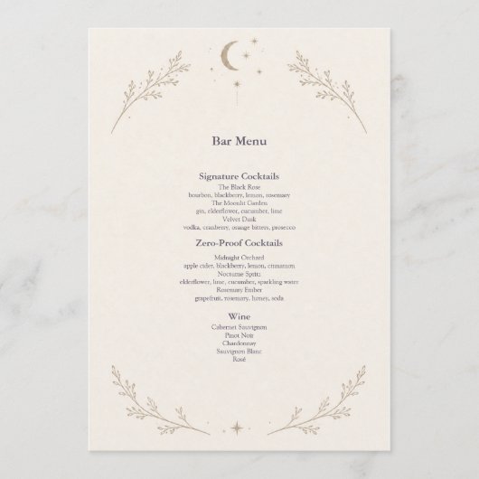 Hemels Huwelijksbarmenu Menu (Voorkant)