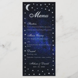 Hemels Huwelijksmenu Maan en Sterren Calligrafie Menu