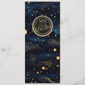 Hemels huwelijksmenu met gastennaam menu (Achterkant)