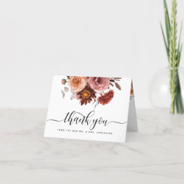 Hemels in roze, blos en burgundy bloemen bedankkaart