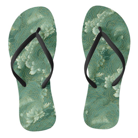 Hemels Jade Chiyogami Patroon Bloem Teenslippers (Voetbed)