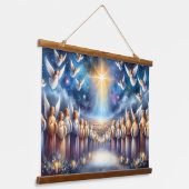 Hemels koor onder de ster van Bethlehem Hangend Wandkleed (Gebogen)