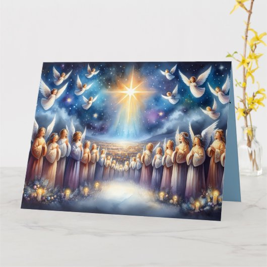 Hemels Koor onder de Ster van Bethlehem Kaart (Gele Bloem)