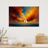 Hemels landschap op zee poster (Keuken)