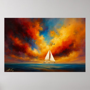Hemels landschap op zee poster