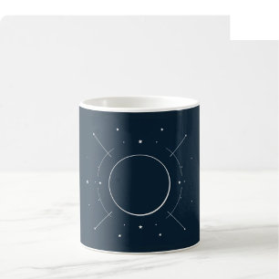 Hemels lijnkunstmok - Marineblauw & Zilver (Volled Koffiemok