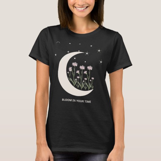 Hemels Maan & Bloemsterren T-Shirt (Voorkant)