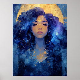 Hemels Maan Godin Wandkunst Poster