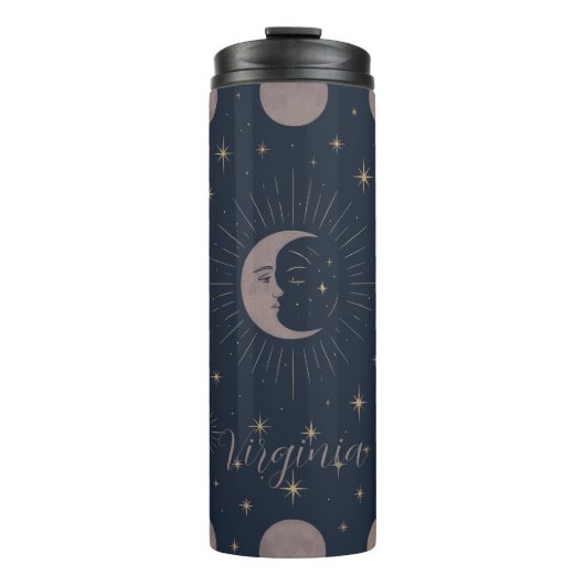 Hemels Maanpatroon | Kosmische Aangepaste Dames Thermosbeker (Voorkant)