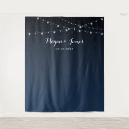 Hemels marine blauw sterrenhemel bruiloft achtergr wandkleed