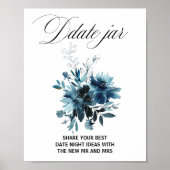 Hemels marineblauw bloemendatum pot teken poster (Voorkant)