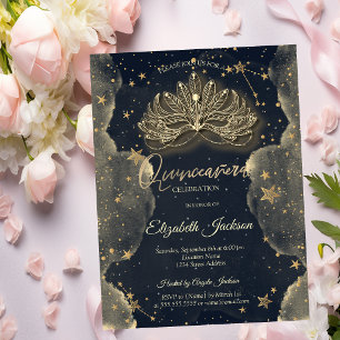 Hemels masker sterren wolken goud Quinceanera Kaart