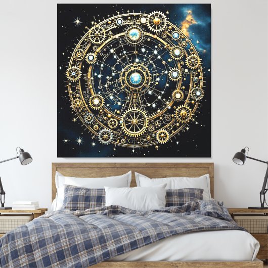 Hemels mechanisme Kosmische Kunst Canvas Afdruk (Insitu (Slaapkamer))