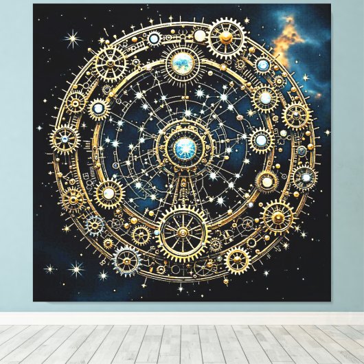 Hemels mechanisme Kosmische Kunst Canvas Afdruk (Insitu (Houten vloer))