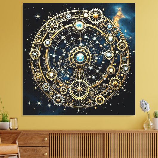 Hemels mechanisme Kosmische Kunst Canvas Afdruk (Insitu (Woonkamer))