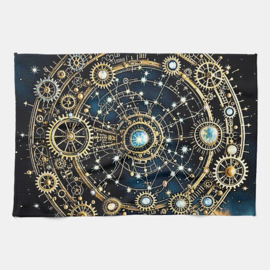 Hemels mechanisme Kosmische Kunst Theedoek (Horizontaal)