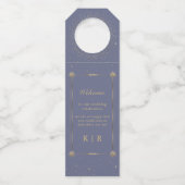 hemels middernachtblauw Trouwfles Hanger Tags (Voorkant)