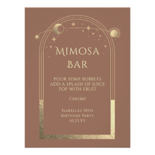 Hemels Mocha Goud Mimosa Bar Zon Maan Sterren  Perfect Poster