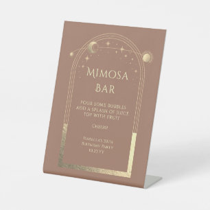 Hemels Mokka Goud Mimosa Bar Zon Maan Sterren  Reclamebord Met Voetstuk