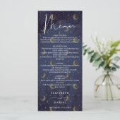 Hemels Mysterieus Elegant Schrift Huwelijksdiner Menu (Staand voorkant)