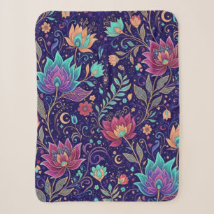 Hemels Nachtelijk Lotus Bloemmotief Dekbed Sherpa Deken
