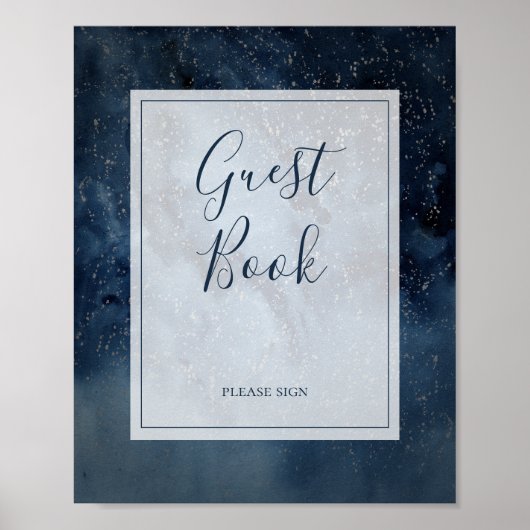 Hemels Nachtelijke Hemel Met Frame Guestbook Bord Poster (Voorkant)