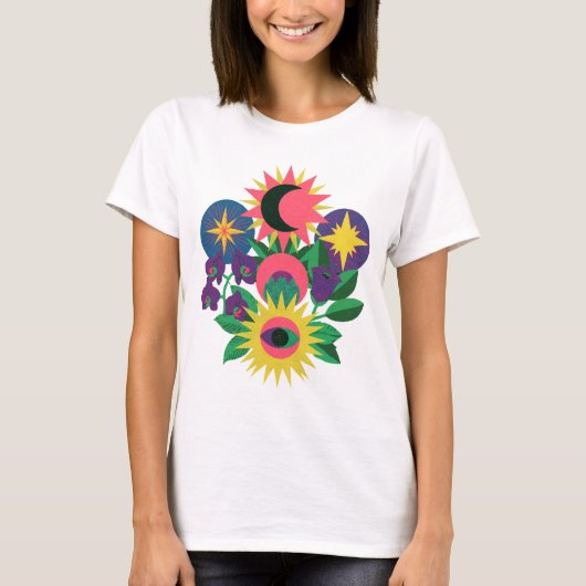 Hemels Oog Bloemig Symbool Kunst T-shirt (Voorkant)