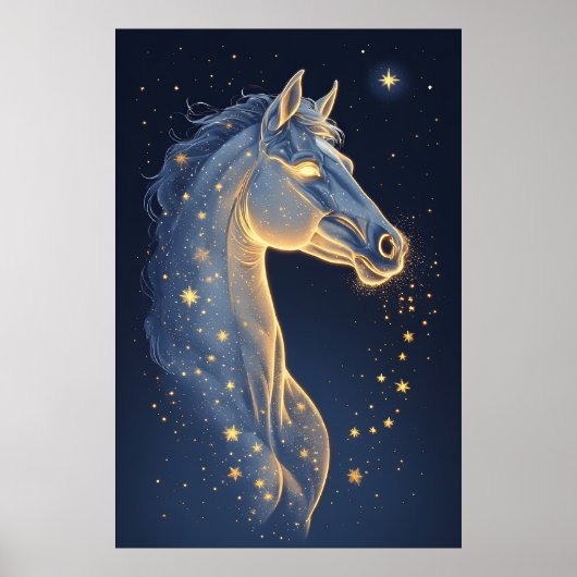 Hemels Paard van de Sterrenlicht Nachtelijke Hemel Poster (Voorkant)