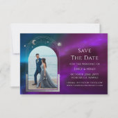 Hemels Paars Turquoise Bewaar De Datum Save The Date (Voorkant)