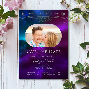 Hemels Paars Turquoise Zon Maan Save The Date
