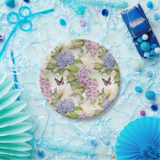 Hemels Paarse Hydrangea Harmony Papieren Bordje (Feest)