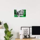 Hemels Poort: Groene plons van kleur Poster (Thuiskantoor)