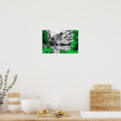 Hemels Poort: Groene plons van kleur Poster (Keuken)