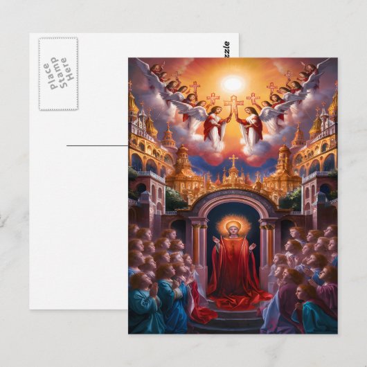 Hemels poort Jezus omringd door engelen Briefkaart (Voorkant / Achterkant)