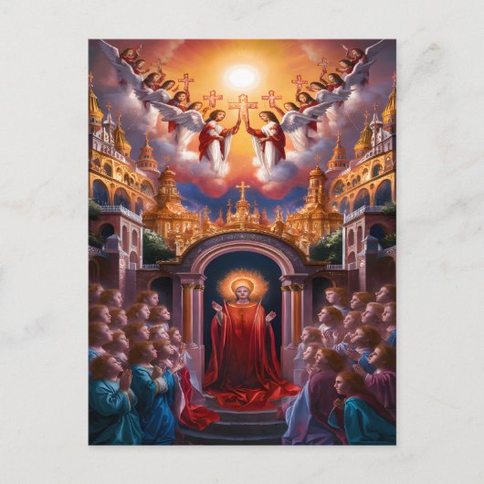 Hemels poort Jezus omringd door engelen Briefkaart (Voorkant)