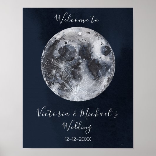 hemels poster met volle maan en sterren (Voorkant)
