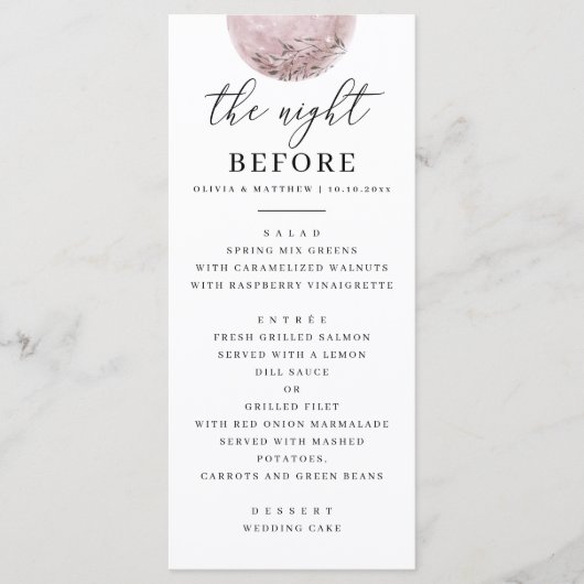 hemels repetitiediner | Pink Blush Moon Menu (Voorkant)