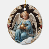Hemels Retro Guardian: Kerstengel Keramisch Ornament (Links)
